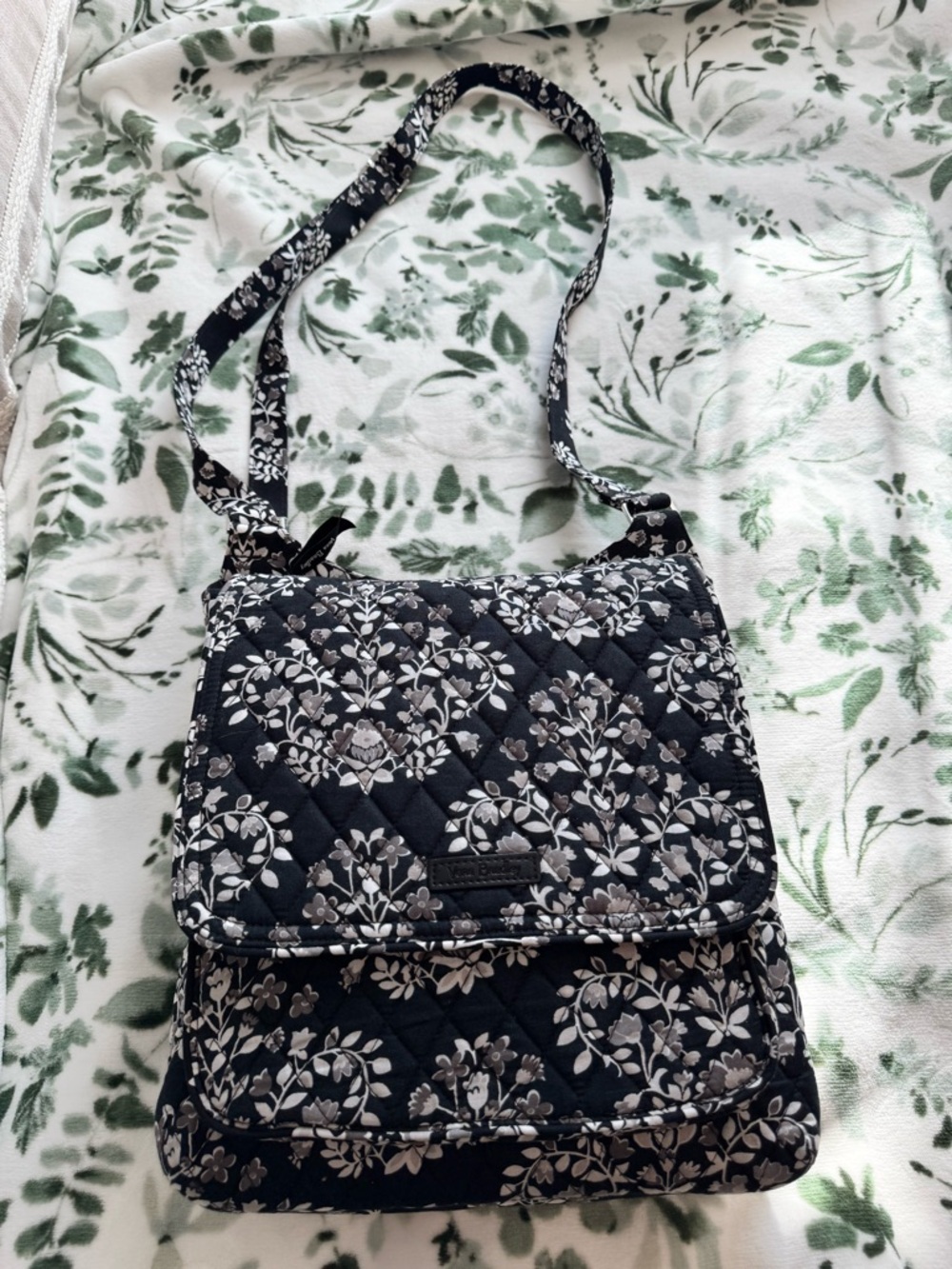 Vera Bradley Black and White Quilted Floral Crossbody